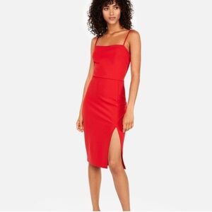 Express Sheath Front Slit Red Dress